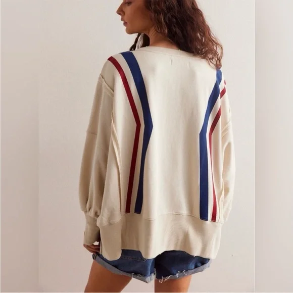 Free People We The Free Camden Pullover In Star Stripes Combo - Picture 3 of 9